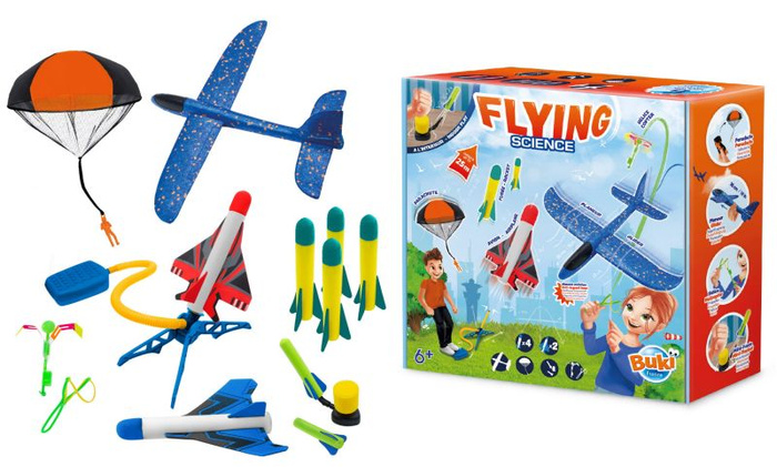 Latająca Nauka Zabawkowe rakiety odrzutowce szybowce spadochrony Buki