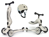 SCOOTANDRIDE Kask + Highwaykick1 2w1 jeździk i hulajnoga Zestaw Ash
