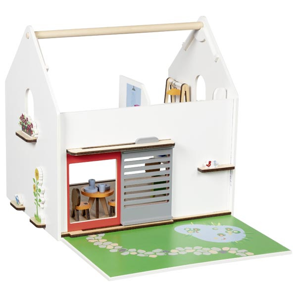 Przenośny domek dla lalek Eco House z mebelkami i figurkami 54 el Goki