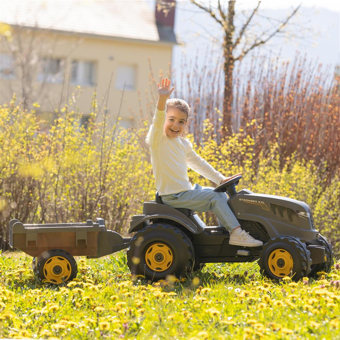 Smoby Traktor XXL szary na pedały z przyczepką solidny i funkcjonalny Pojazd dla dzieci