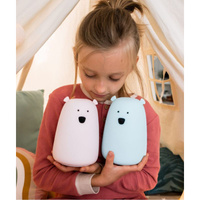 Lampka nocna dla dzieci Miś Duży niebieski z pilotem Rabbit & Friends