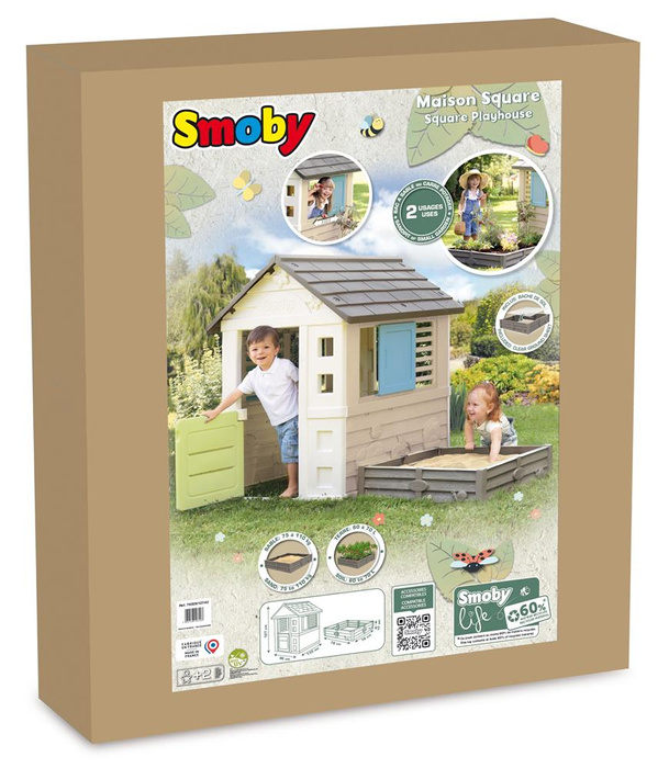Smoby wielofunkcyjny Domek Life ogrodowy z piaskownicą dla dzieci do ruchowych i rozwojowych zabaw