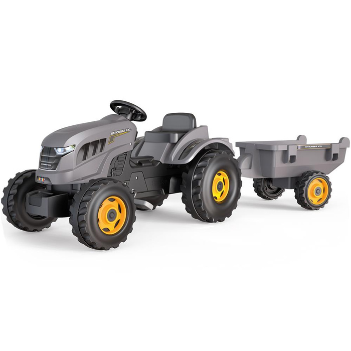 Smoby Traktor XXL szary na pedały z przyczepką solidny i funkcjonalny Pojazd dla dzieci