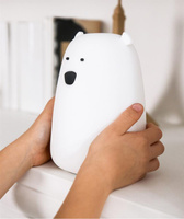 Lampka nocna dla dzieci Miś Duży z pilotem biała Rabbit & Friends