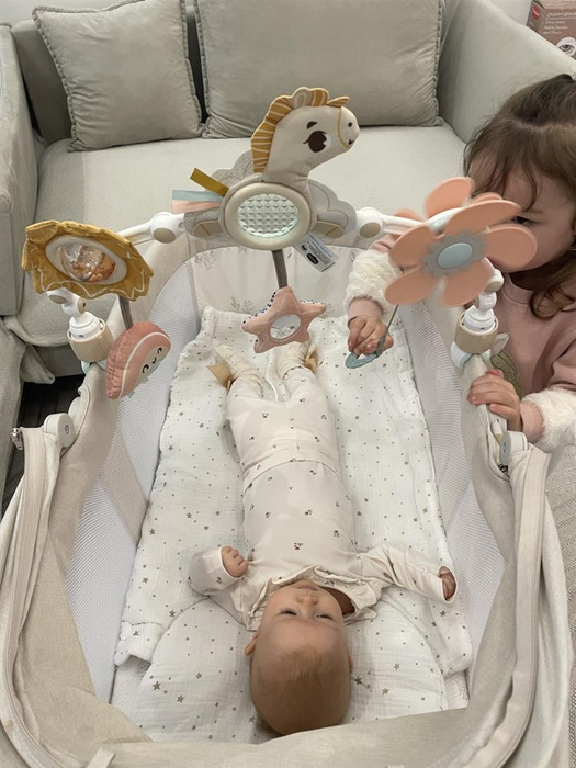 Tiny Love Pałąk z grzechotkami i gryzakami Kraina Jednorożca do zabawy w domu i podróży dla niemowląt