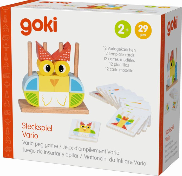 Gra logiczna Vario peg drewniane klocki do układania Goki