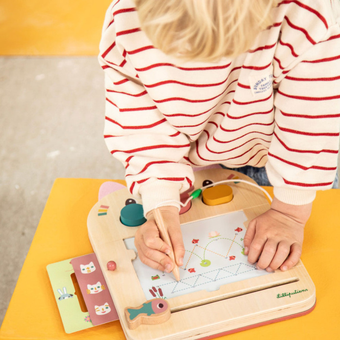 Lilliputiens Kotka Jeanne drewniana Tablica-Znikopis z magnetycznymi klockami