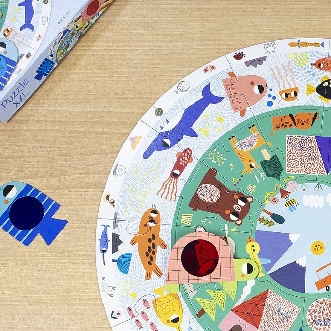Okrągłe puzzle XXL Odkrywca zwierząt Goula