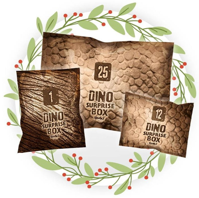 Pudełko 25 niespodzianek z dinozaurami Buki 2135