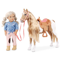 Duży Koń dla lalki Palomino z akcesoriami do czesania i stylizacji 50cm Our Generation