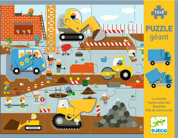 Puzzle kartonowe gigant Plac budowy Djeco