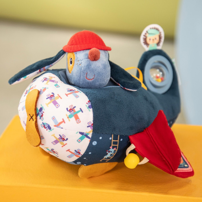 Lilliputiens Piesek Jules Przytulanka aktywizująca Samolot Zabawka sensoryczna i edukacyjna