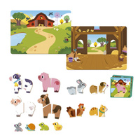 Układanka magnetyczna Farma 12 drewnianych figurek zwierząt Goula