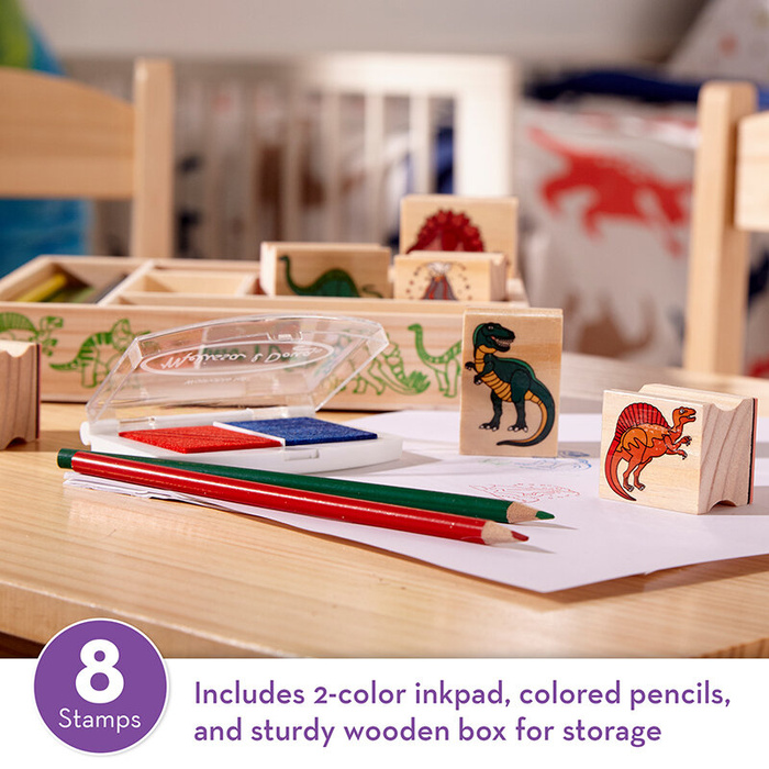 Zestaw pieczątek dla dzieci z kredkami Dinozaury Melissa and Doug