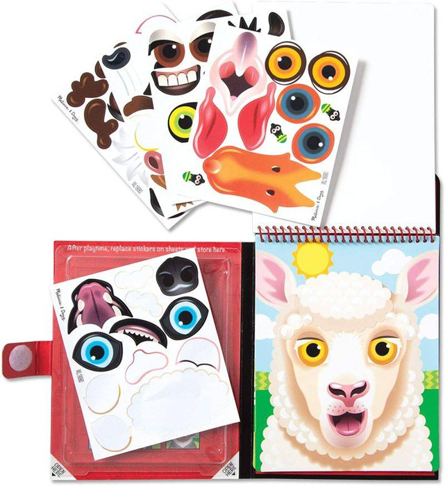 Książeczka z naklejkami wielokrotnego użytku Stwórz Twarz Farma Melissa